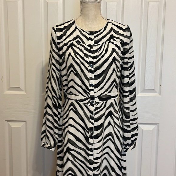 Banana Republic Zebra 🦓 Print Midi Dress with Button Front Closure/ Size 6 - Picture 3 of 9